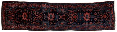 Appraisal: Hamadan runner repeating floral and geometric designs on dark blue