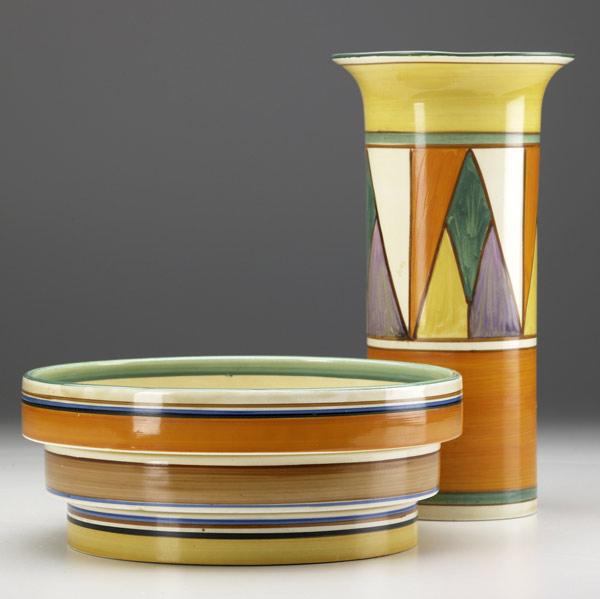 Appraisal: CLARICE CLIFFBizarre pattern vase and stepped ferneryMinute fleck to rim