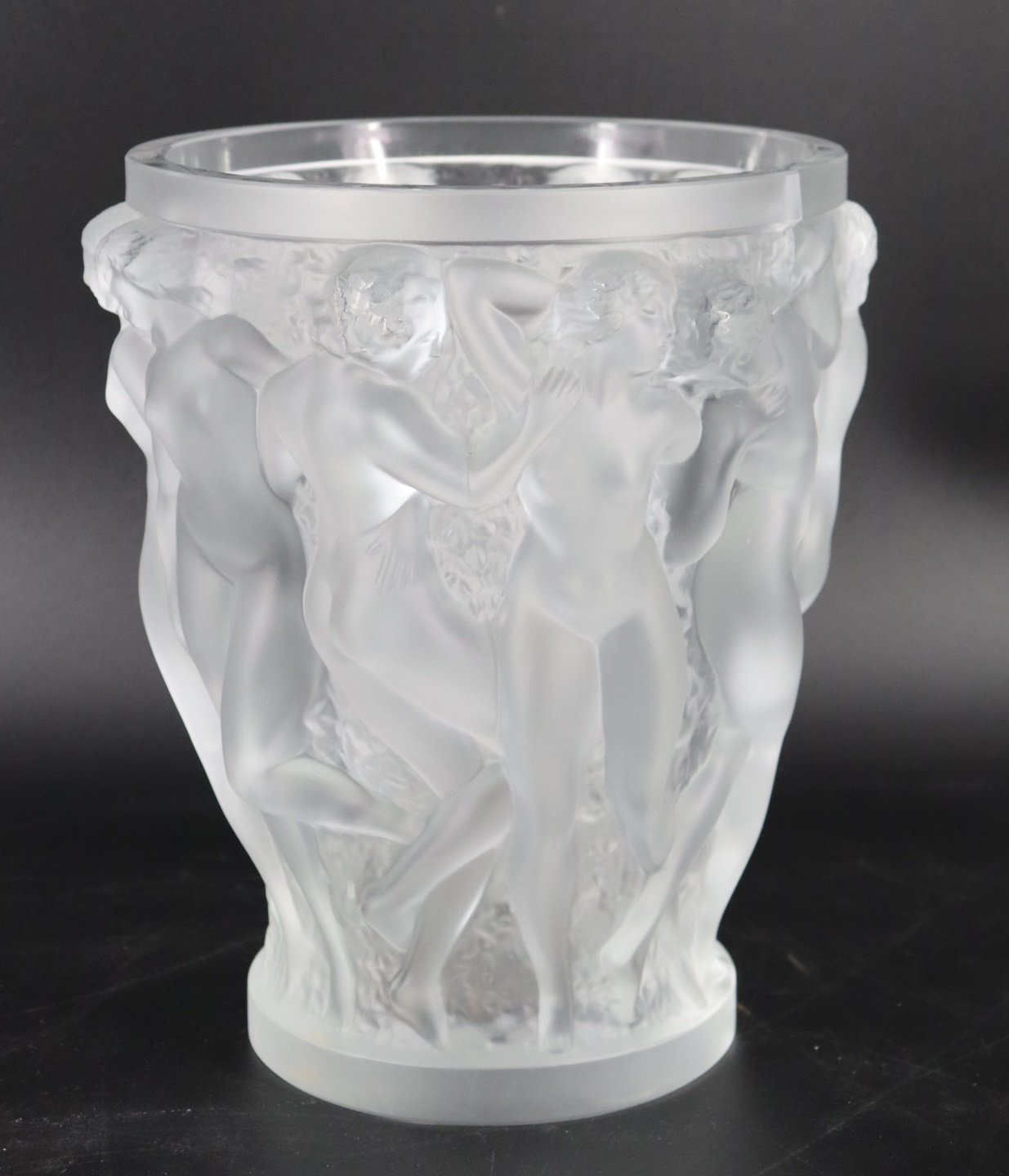 Appraisal: LALIQUE FRANCE GLASS BACCHANTES VASE AS IS From a Great