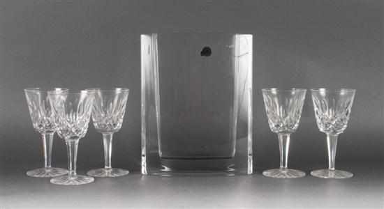 Appraisal: Waterford crystal vase and five Waterford crystal wine stems Estimate