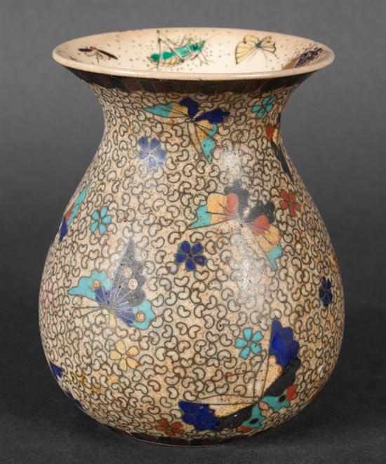 Appraisal: Japanese cloisonne earthenware vase late th century with floral and