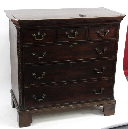 Appraisal: A George III mahogany chest of drawers circa the dentil