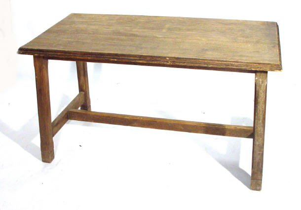 Appraisal: Rectangular oak Arts and Crafts style hall table on tapering