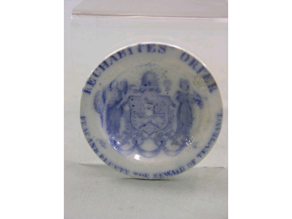 Appraisal: An early th century miniature earthenware Temperance plate printed in