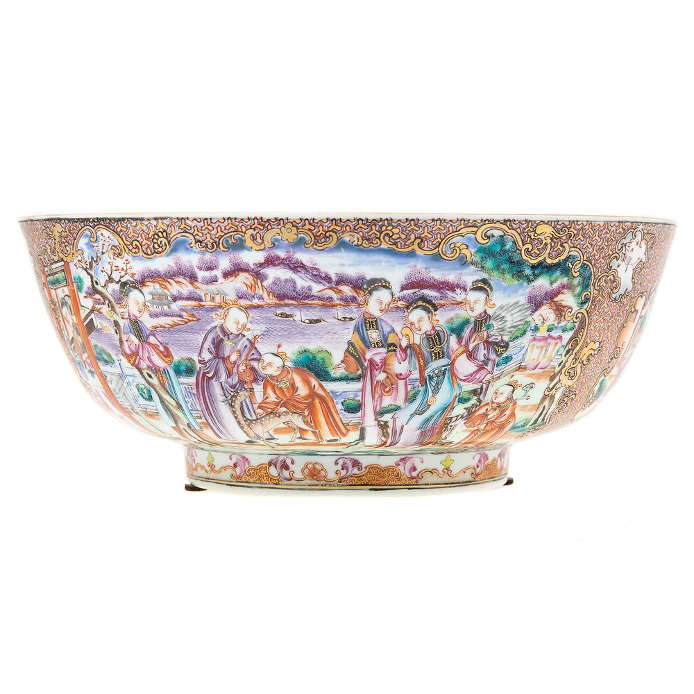 Appraisal: Chinese Export Mandarin Palette Bowl Circa footed bowl having elaborate