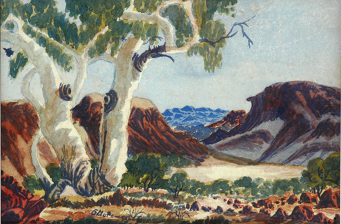 Appraisal: Otto Pareroultja - Landscape with Gum Tree watercolour signed 'Otto