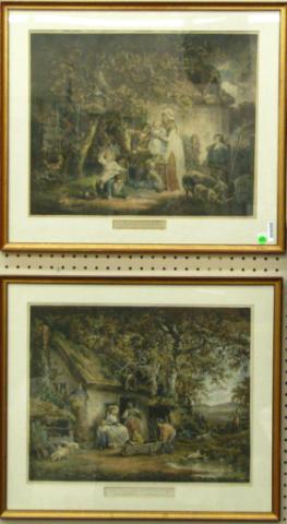 Appraisal: Pair of Color Engravings ''Cottagers'' ''The Happy Cottagers'' each ''