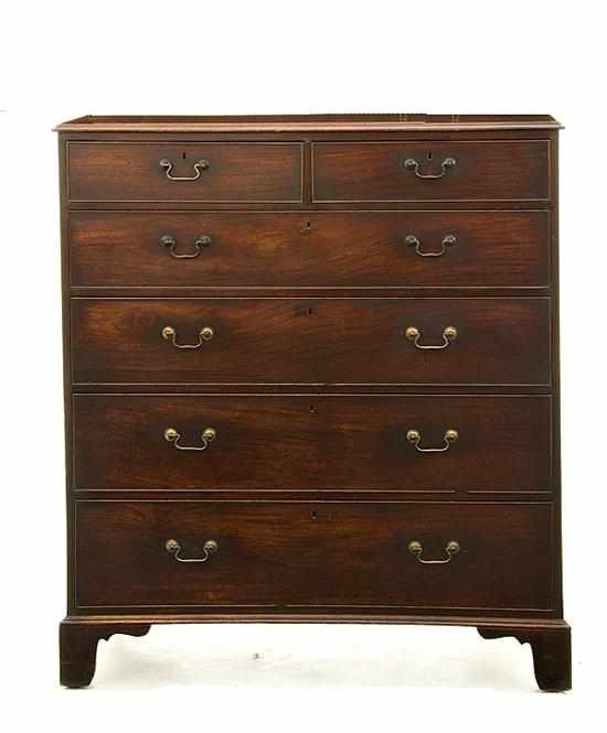 Appraisal: George III mahogany chest of drawers early th century rectangular