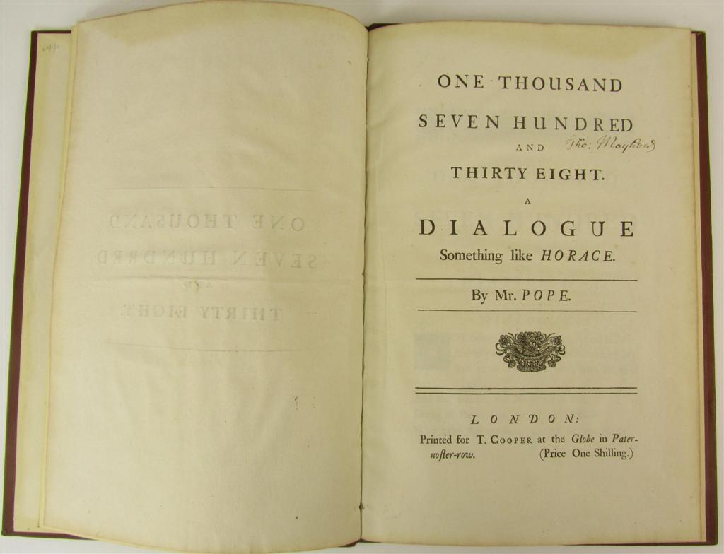 Appraisal: Pope Alexander One thousand seven hundred and thirty eight London