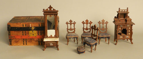 Appraisal: Group of Gothic Revival doll furniture together with an early