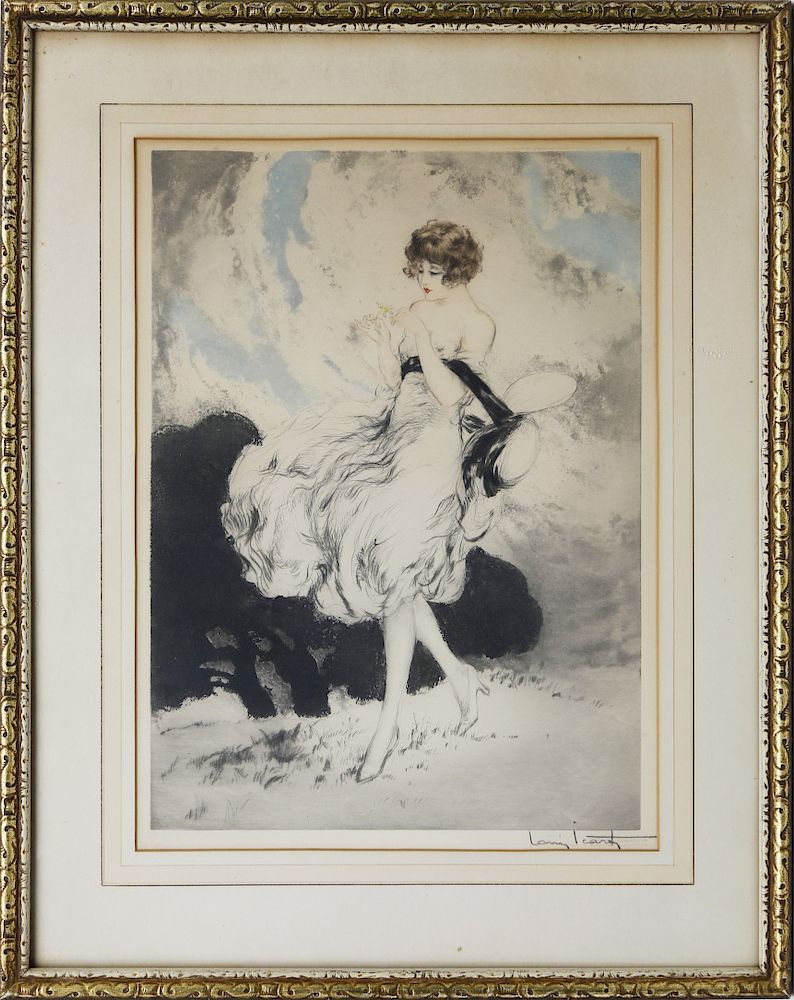 Appraisal: Louis Icart French - Drypoint Etching He Loves Me Exclusive