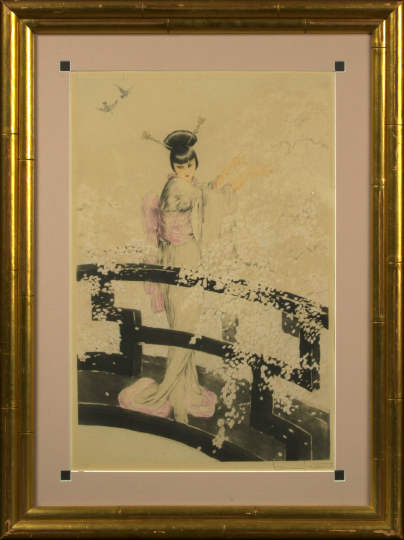 Appraisal: Louis Icart French - Madame Butterfly hand-colored etching and aquatint