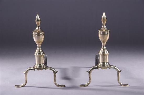 Appraisal: PAIR AMERICAN FEDERAL BRASS ANDIRONS Circa - probably New York