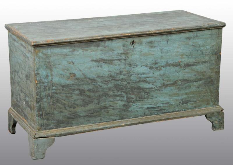 Appraisal: Wooden Primitive Blanket Chest Description Painted blue and dovetailed Condition