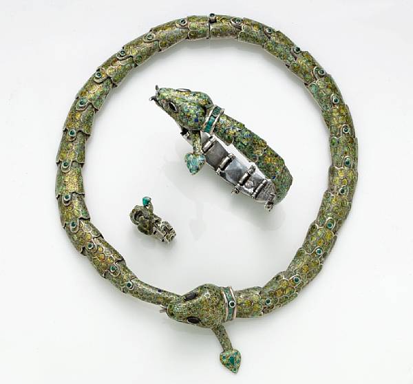 Appraisal: A suite of enamel jewelry Margot de Taxco Mexico of