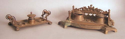 Appraisal: Two Victorian brass inkwells