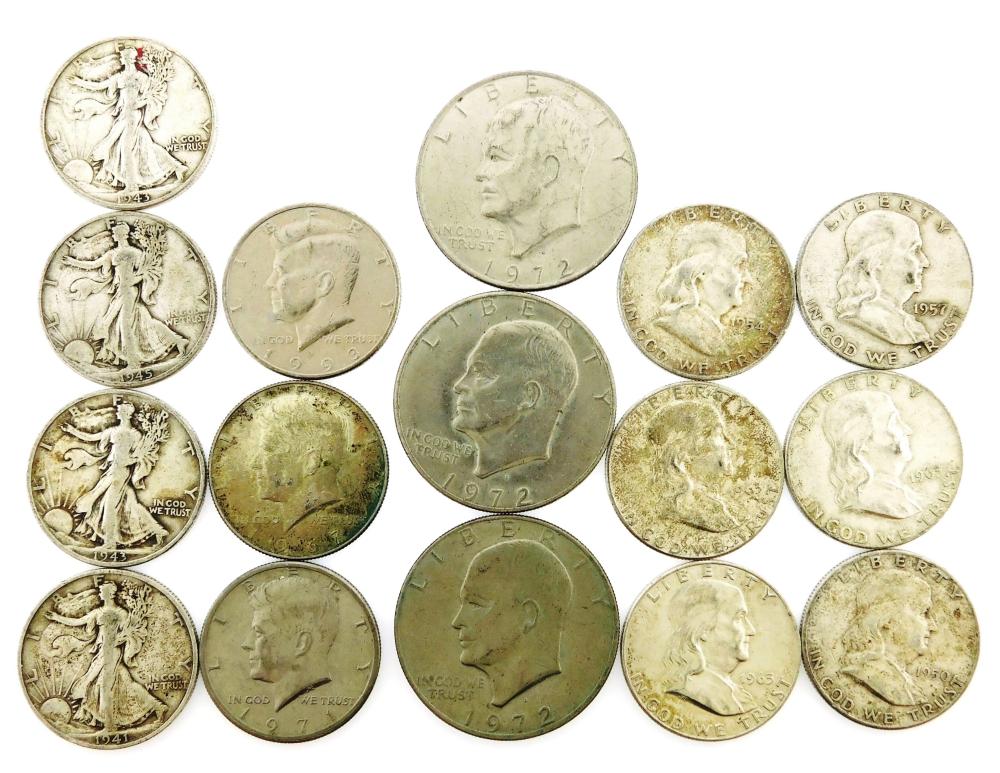 Appraisal: COINS Sixteen American coins three half-dollars with JFK on obverse