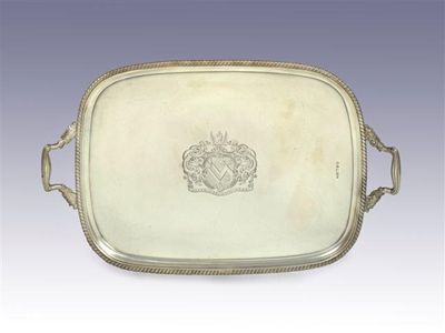 Appraisal: A George III two-handled tea tray of rounded oblong form