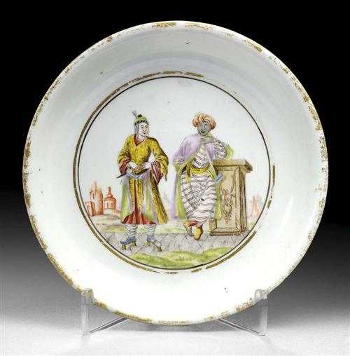 Appraisal: RARE SAUCER WITH HAUSMALER DECORATION Meissen circa Painting nd half