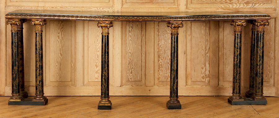 Appraisal: LARGE NEOCLASSICAL STYLE MARBLE TOP CONSOLE C A large Neoclassical