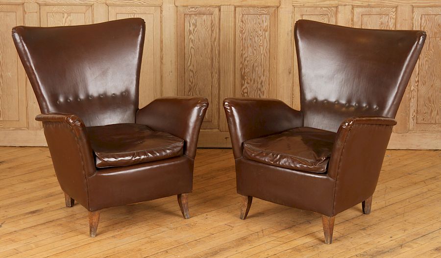 Appraisal: PAIR ITALIAN CLUB CHAIRS MANNER OF PAOLO BUFFA A stylish