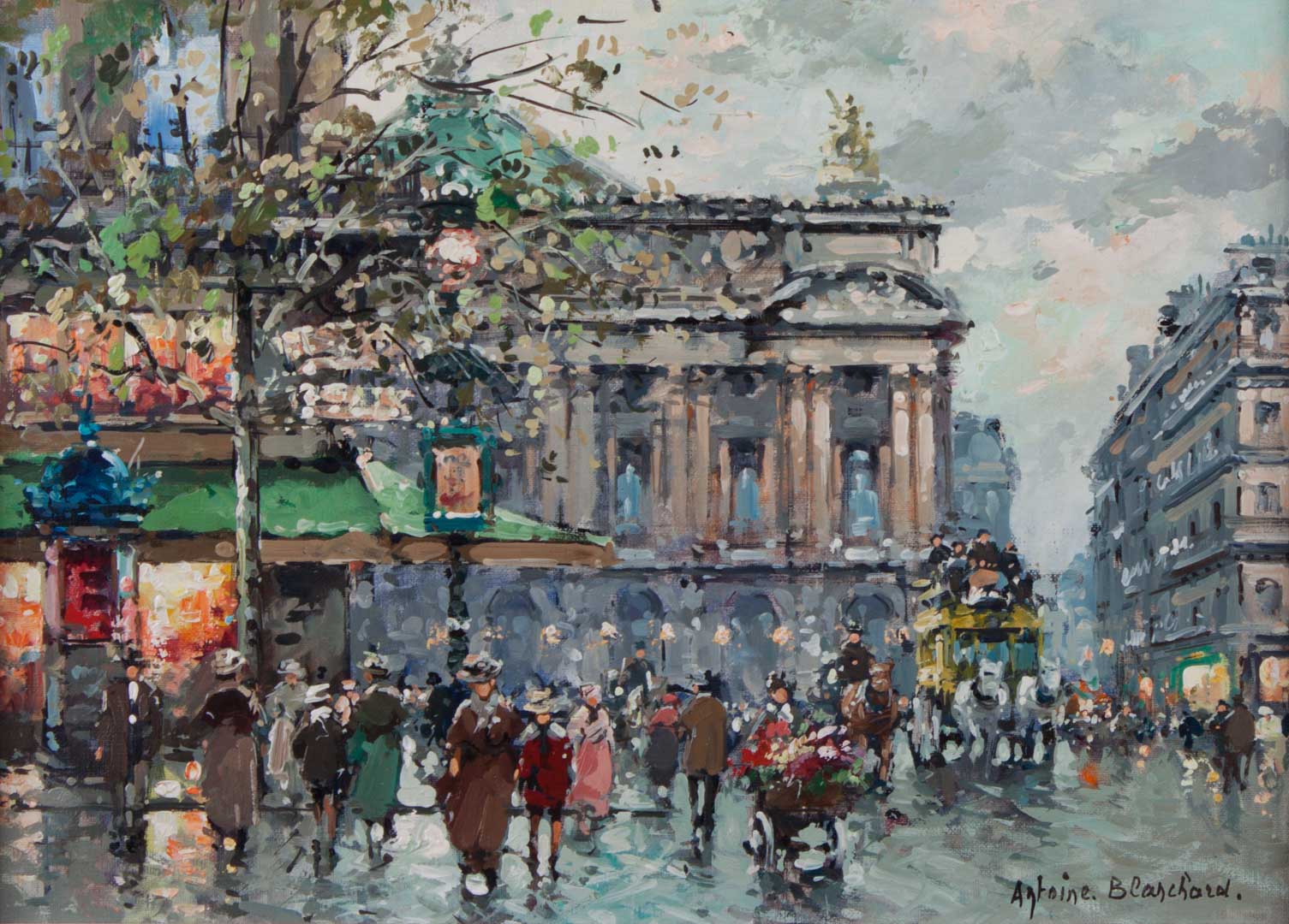 Appraisal: Antoine Blanchard Cafe de la Paix Paris oil French -