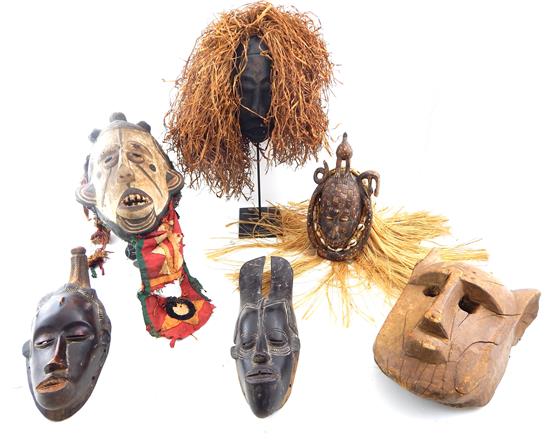 Appraisal: TRIBAL Six carved African masks two Guro Tribe masks both