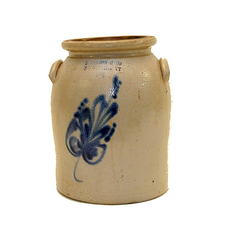 Appraisal: E L P Norton Blue Decorated Bennington Crock E L