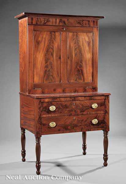 Appraisal: An American Late Federal Carved Mahogany Plantation Desk early th