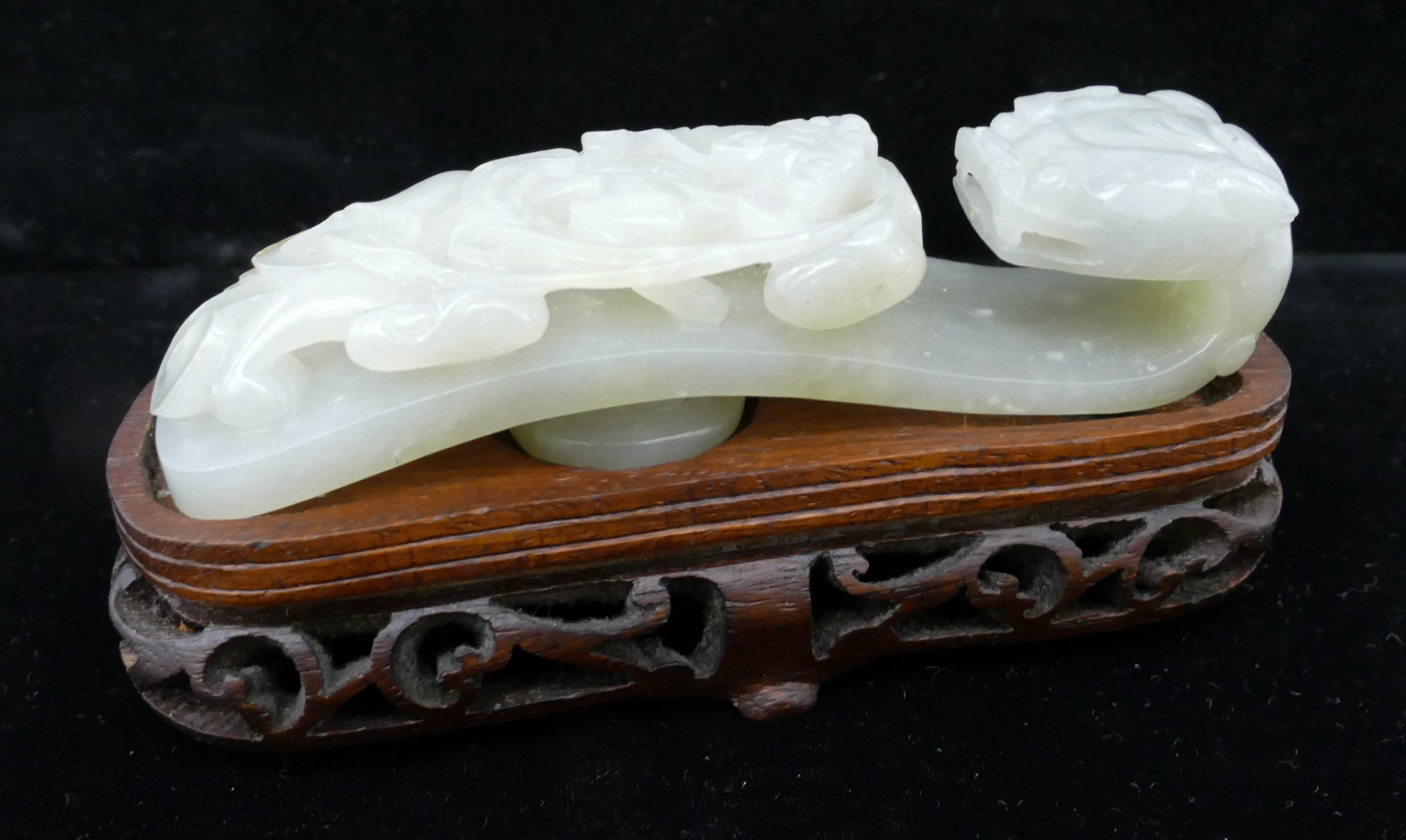 Appraisal: Chinese Qing Jade Dragon Belt Hook on Stand ''x ''