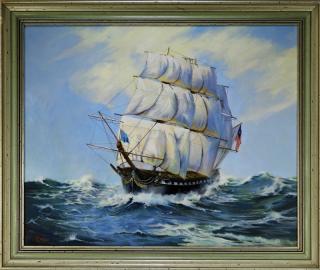 Appraisal: George Maclean Seascape Painting of USS Hancock MASSACHUSETTS TH CENTURY