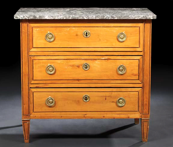 Appraisal: Continental Neoclassical Fruitwood and Marble-Top Commode mid- th century the