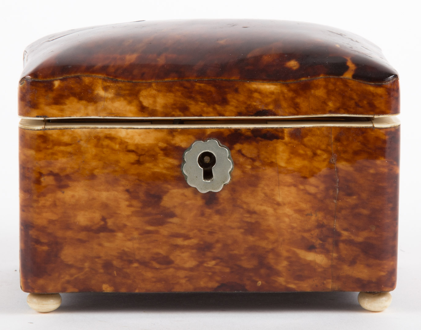 Appraisal: Victorian tortoiseshell tea caddy mid- th century in H in