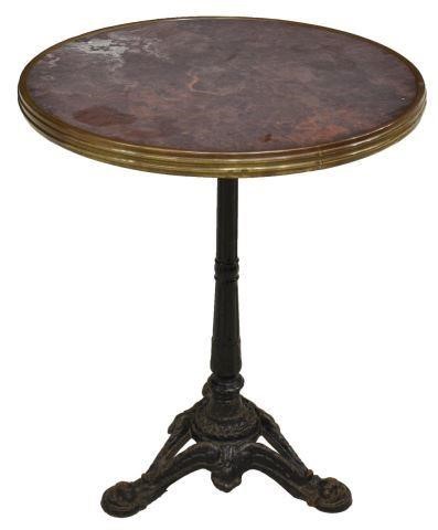 Appraisal: Parisian cast iron bistro table th c having round faux