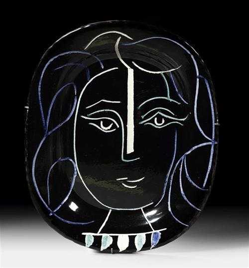 Appraisal: PICASSO PABLO Woman's face T te de femme Ceramic plaque