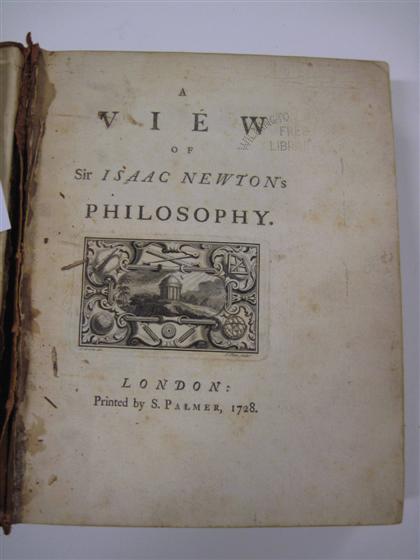 Appraisal: vol Pemberton Henry A View of Sir Isaac Newton's Philosophy