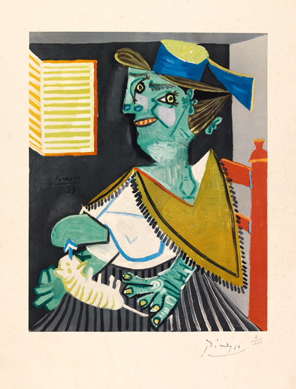 Appraisal: PABLO PICASSO after Femme verte au Chat Color lithograph -