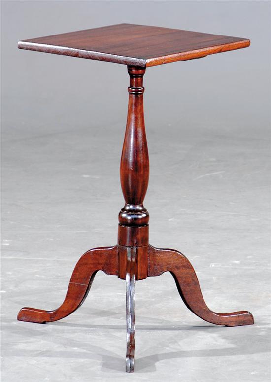 Appraisal: American Federal mahogany candlestand early th century rectangular fixed top