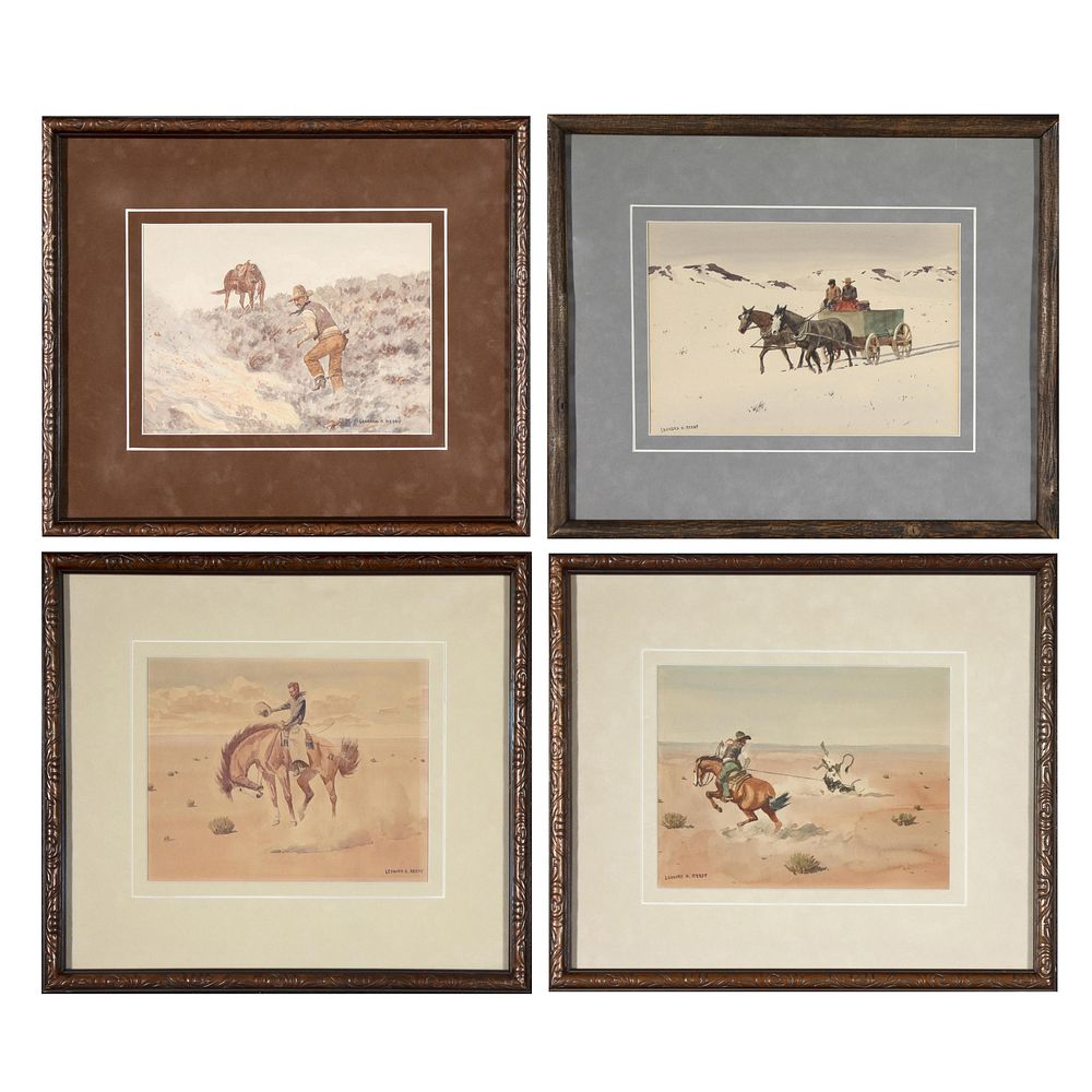 Appraisal: Leonard Reedy Group of Four Watercolors Leonard Reedy - Group