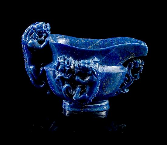 Appraisal: A Lapis Lazuli Rhyton Width inches A Lapis Lazuli Rhyton