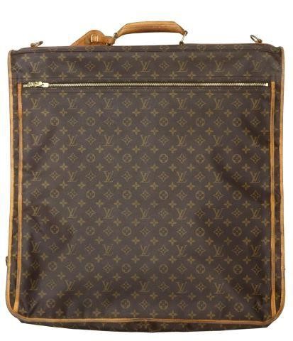 Appraisal: Vintage Louis Vuitton travel garment bag in brown and tan