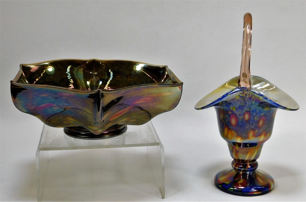 Appraisal: KRALIK BOHEMIAN ART GLASS VASE AND CENTER BOWL Bohemia th