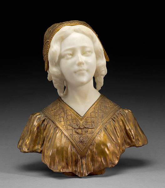 Appraisal: An A Gory gilt bronze and marble bust of a