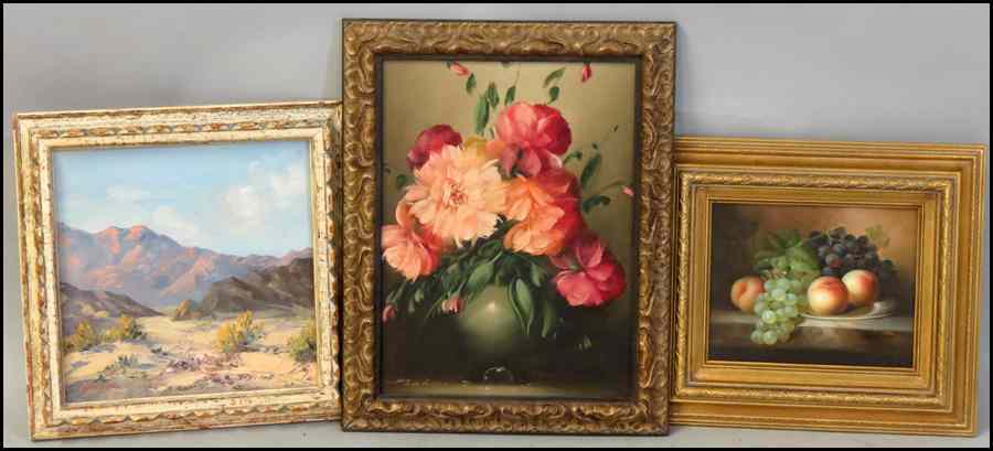 Appraisal: GROUP OF THREE TH CENTURY FRAMED OIL PAINTINGS Still Life