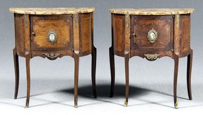 Appraisal: Pair Louis XV style commodes side commodes each with variegated