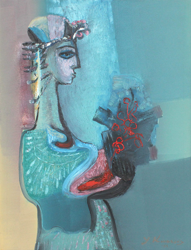 Appraisal: KOVARSKY Yehoshua Lithuanian - ''Mountain Bride'' Colorful Abstract Picasso Style