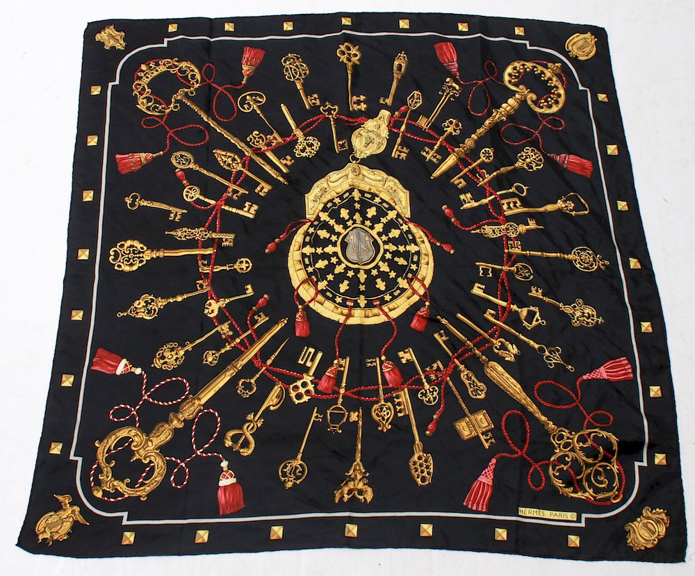 Appraisal: Hermes Les Cles Silk Scarf Hermes Les Cles silk scarf