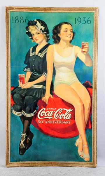 Appraisal: Large Vertical Coca - Cola Poster Great graphics and mounted