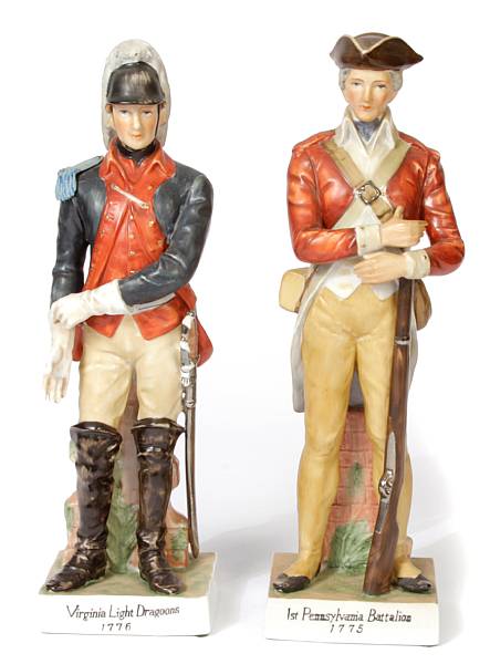 Appraisal: A pair of porcelain figures of soldiers together with a