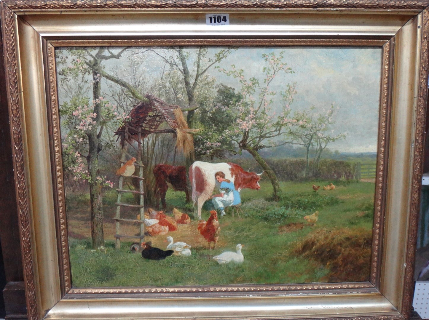 Appraisal: Charles Collins - Milking time oil on canvas signed cm